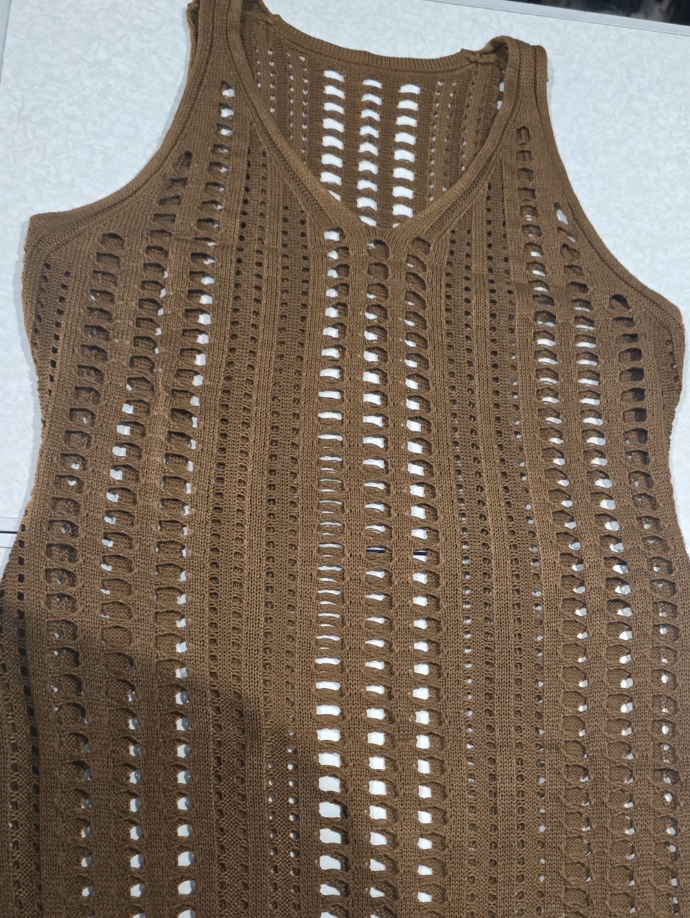 Sleeveless Brown Crochet Swim Cover-Up Tank Size Small NWT - Picture 14 of 14